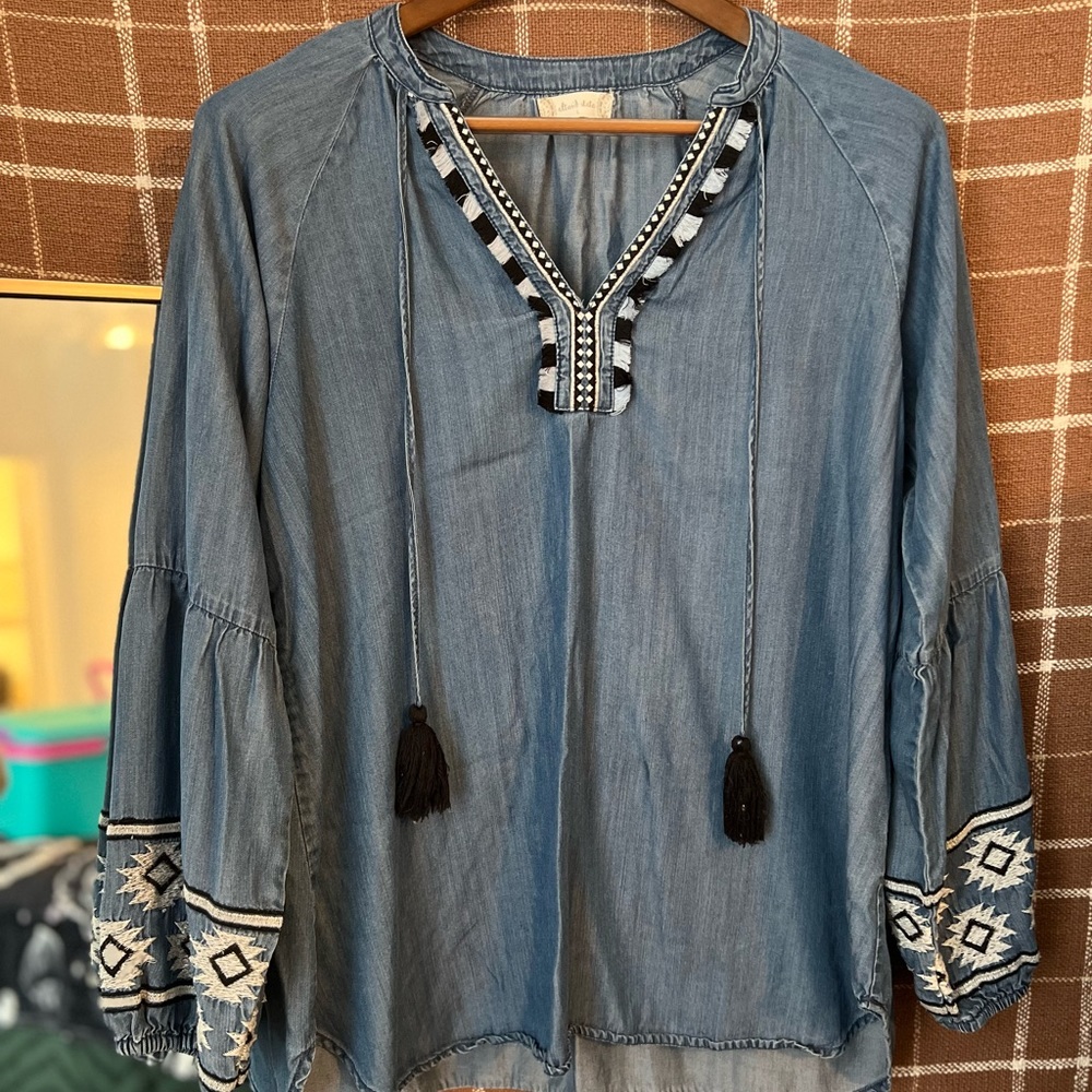 Denim altar’d state blouse size large